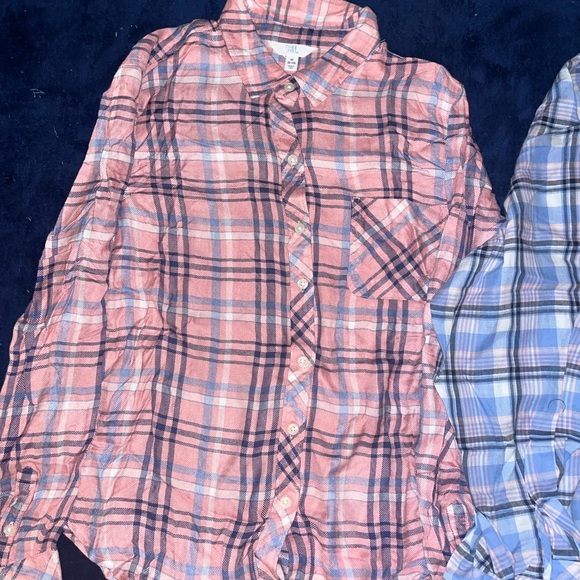 Plaid Button-Up Shirts 2 pc - Pink (Medium) and Blue (Small) - Picture 4 of 5